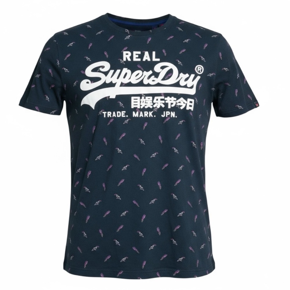 🕶️ Superdry Men’s Vintage Logo Tee Size M 🦅 All-Over Bird Print Streetwear‎